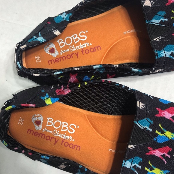 Sketcher’s Bobs Black Dog Print Slip On Shoes - Picture 9 of 9